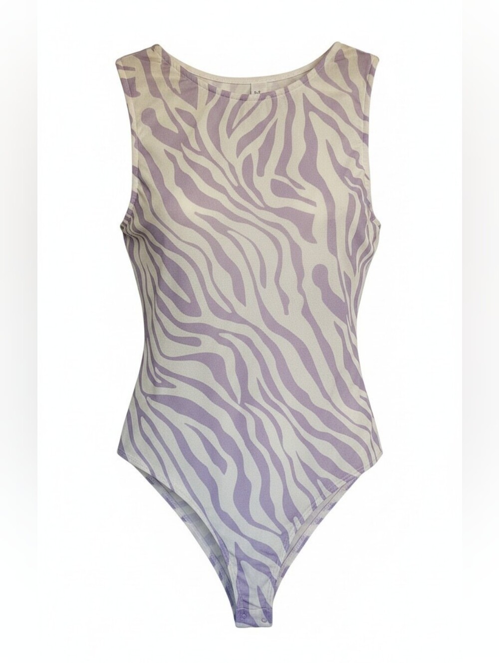 Le Lis Collection lavender and white zebra-print mesh bodysuit - Med